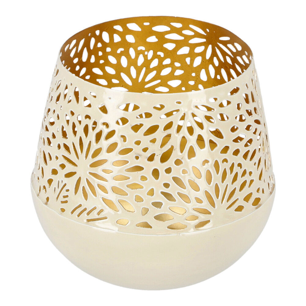 Windlicht mit Stanzung - Ecrue, Rund: 11 x 10 cm