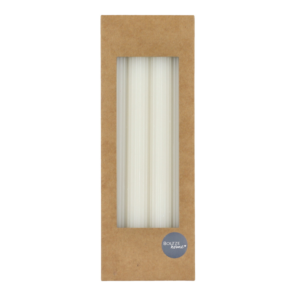 BOLTZE 4er Set Stabkerzen - Natur, Rund: 2,3 x 25 cm