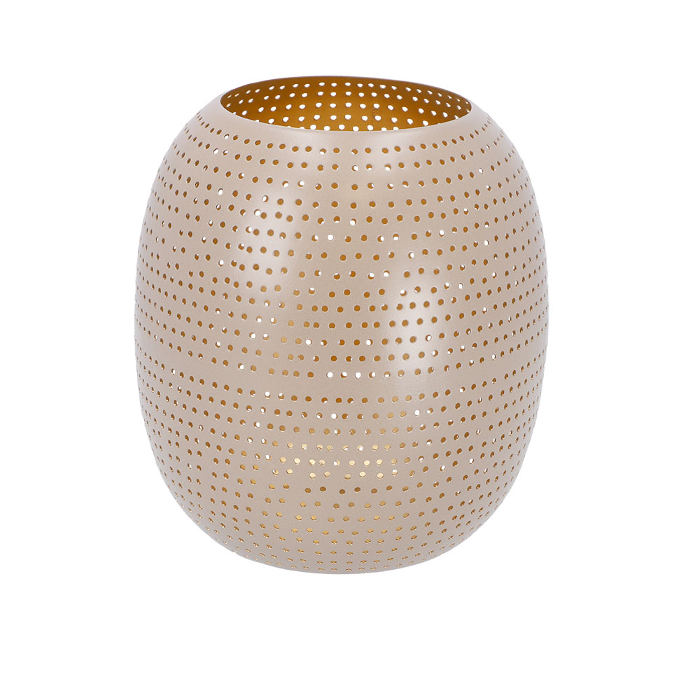 Windlicht groß - DUNKEL SAND, Rund: 10 x 17,5 cm