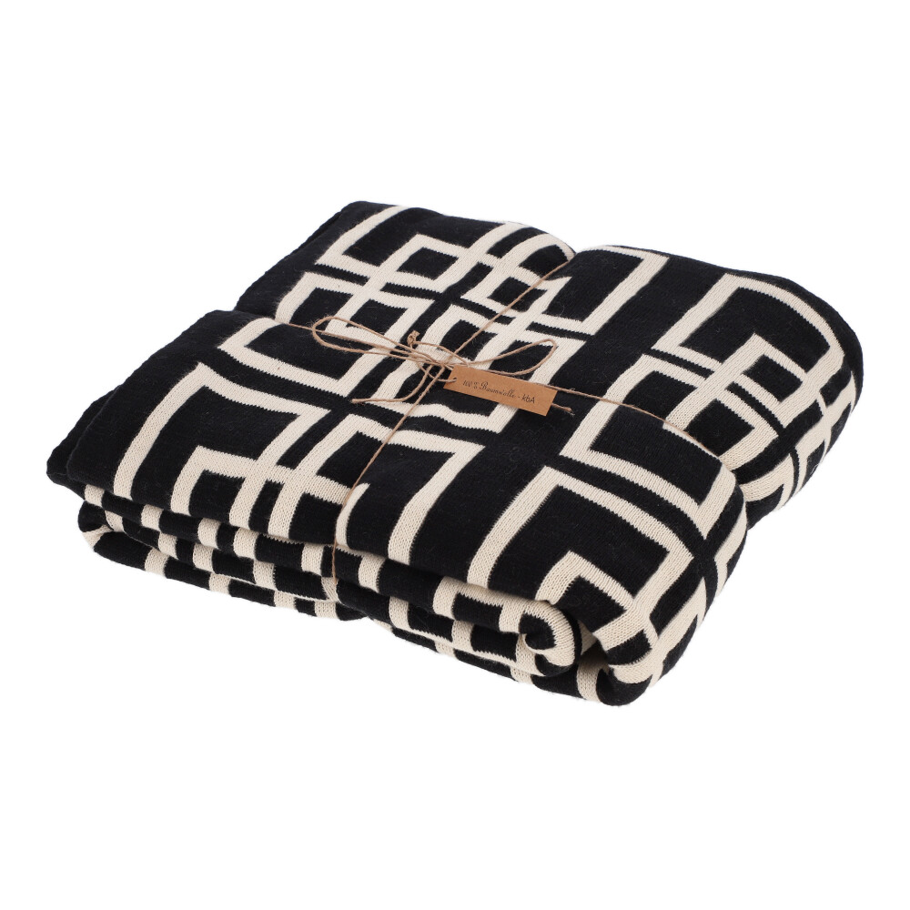 Strickplaid Baumwolle -kbA- - Schwarz, Größe: 130 x 190 cm