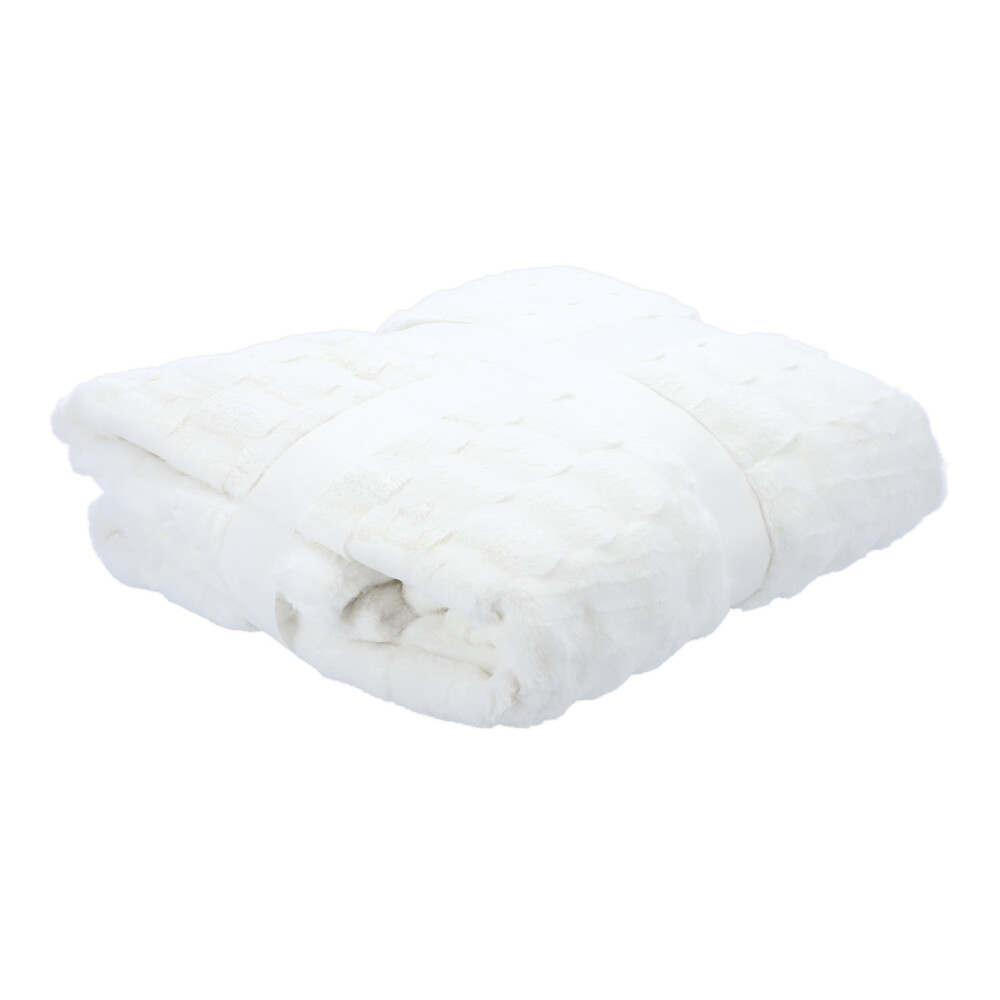 REITER Webpelzdecke "Karo" - Natur, Größe: 140 x 200 cm