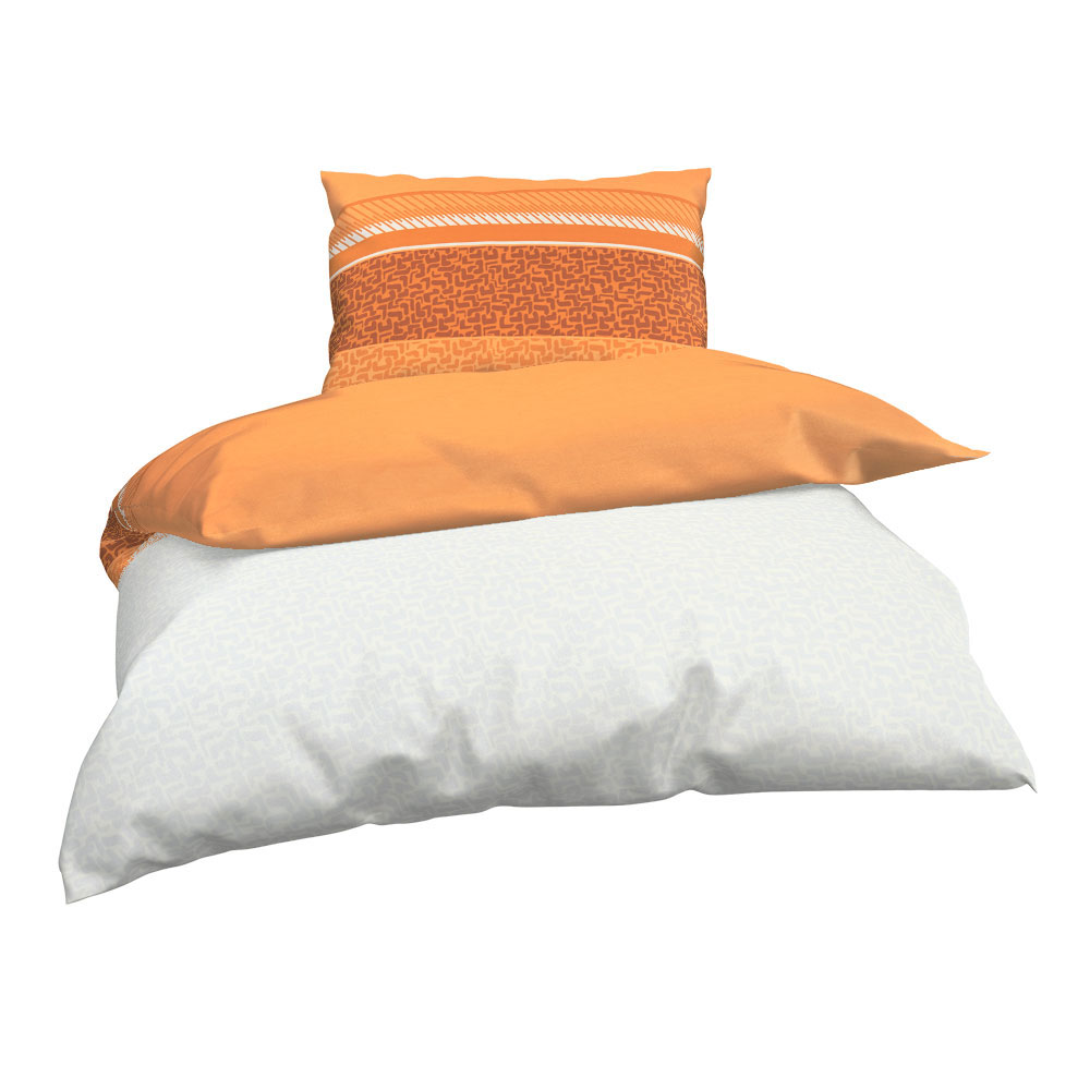 Satin Bettwäsche - Orange, Größe: 140 x 200 cm