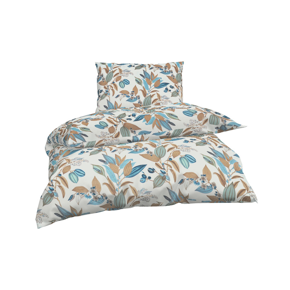 Satin Bettwäsche - Mittel Blau, Größe: 140 x 200 cm