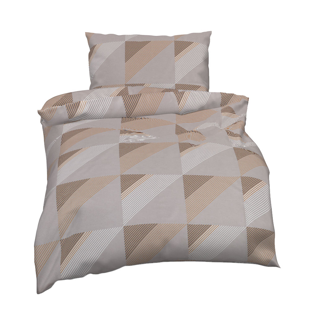 Satin Bettwäsche - Hell Beige, Größe: 140 x 200 cm