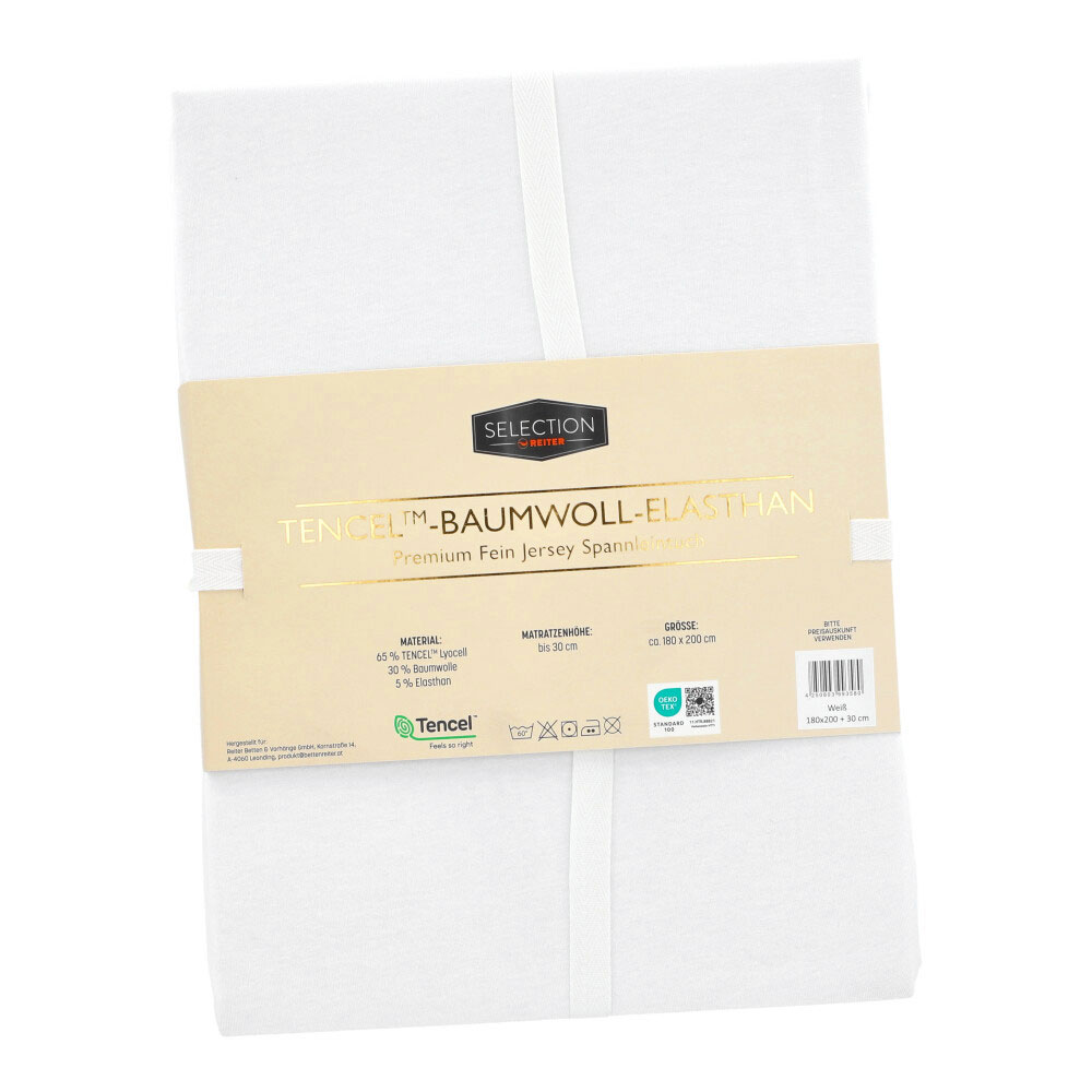 Tencel Baumwoll Leintuch m. El - Weiß, Größe: 100 x 200 cm