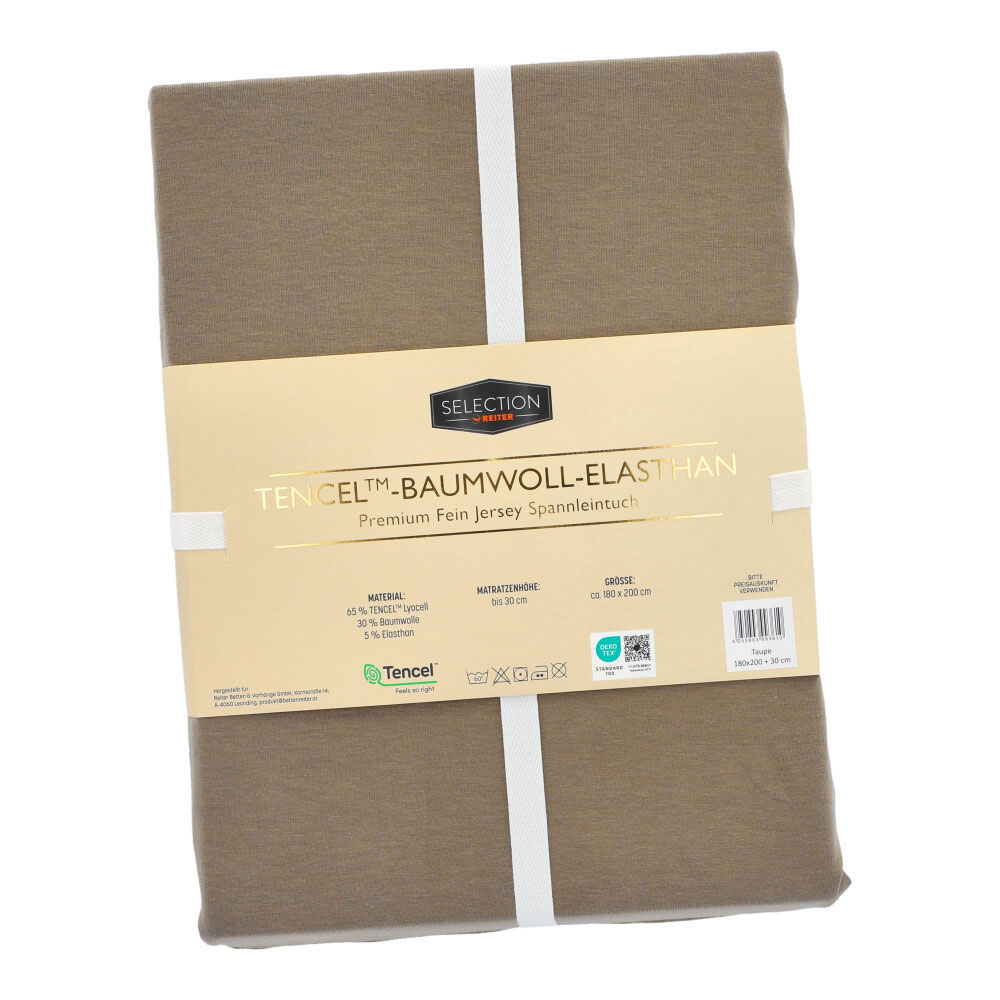 Tencel Baumwoll Leintuch m. El - Dunkel Beige, Größe: 100 x 200 cm