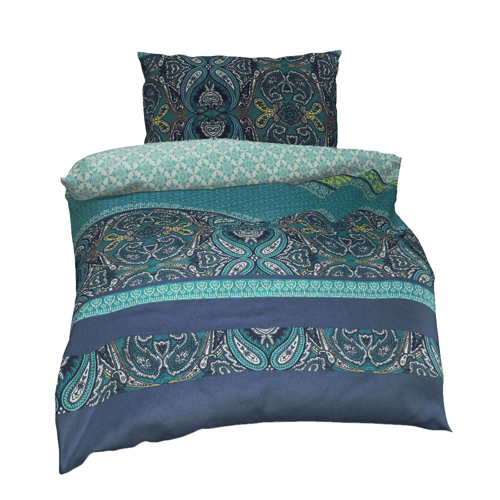 Flanell Bettwäsche - Azur, Größe: 140 x 200 cm