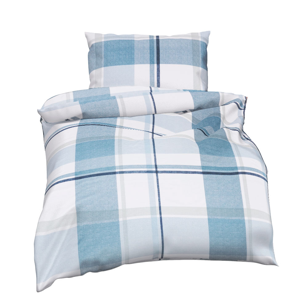 Flanell Bettwäsche - Mittel Blau, Größe: 140 x 200 cm