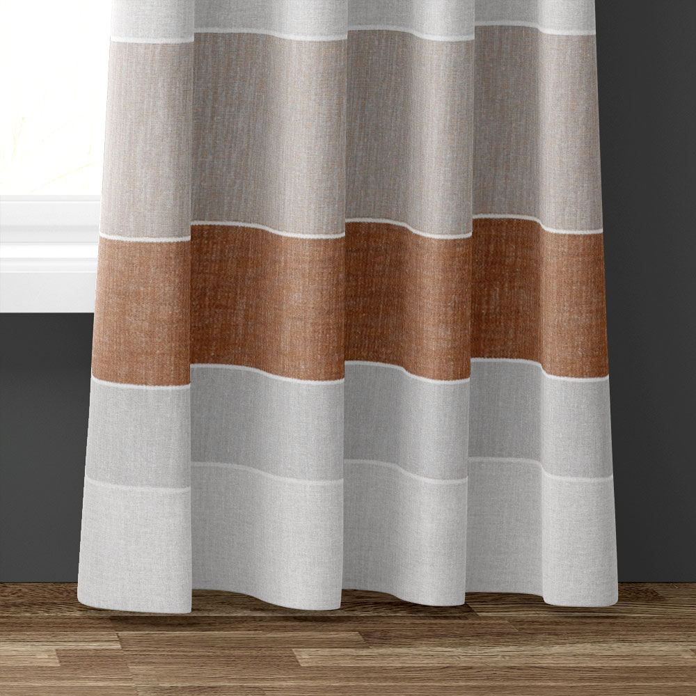 Dekostoff Querstreif - Dunkel Orange, Breite: 140 cm