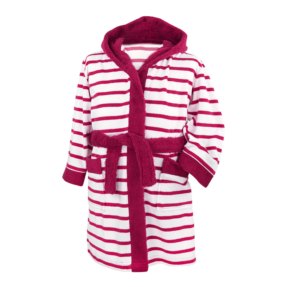 Kinder Bademantel Streifen - 104, Magenta