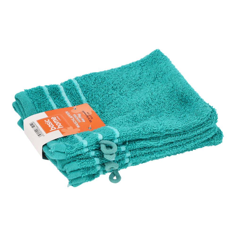 Waschlappen 4er Set - Grünblau, Größe: 16 x 21 cm