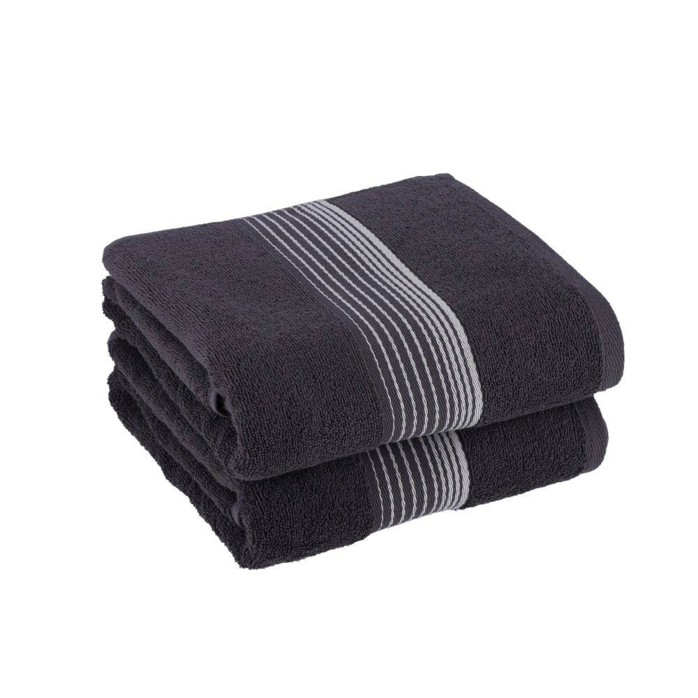 Duschtuch Lines - Grau, Größe: 70 x 140 cm