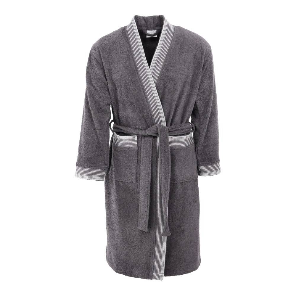 Unisex Bademantel Lines - Large, Grau