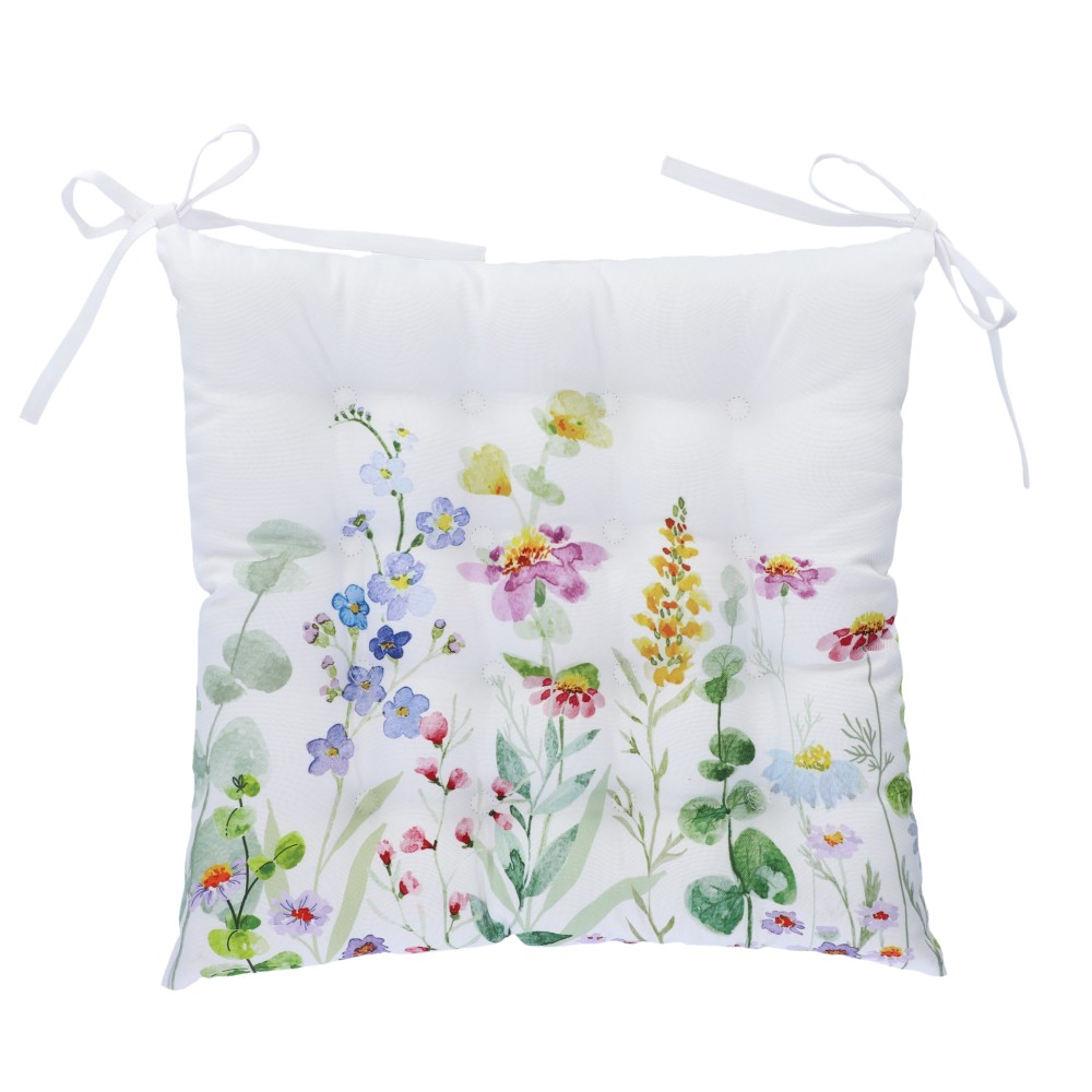 Sitzkissen "Aquarell Blumen" - Blassgrün, Größe: 40 x 40 cm
