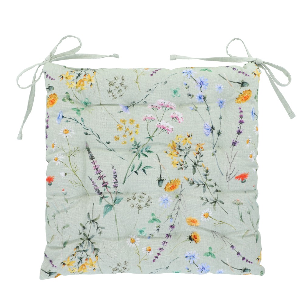 Sitzkissen "Streublumen" - Blassgrün, Größe: 40 x 40 cm