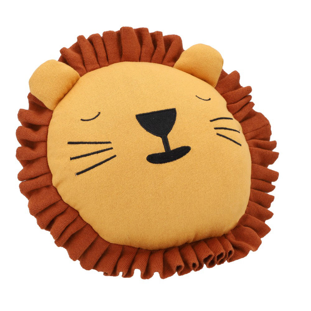 Kinderkissen "Löwe" gefüllt - Senf, Rund: 30 x 30 cm