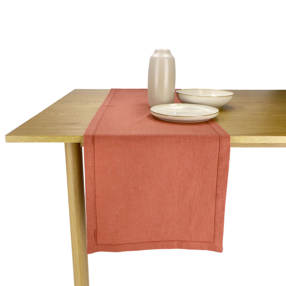 Tischläufer Leinen - Baumwolle - Rotbraun, Größe: 35 x 140 cm