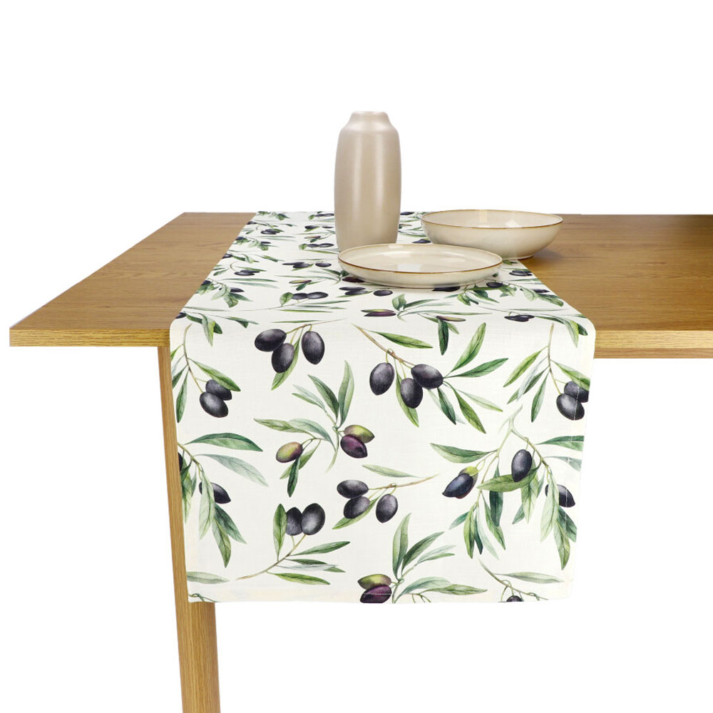 REITER Tischläufer "Oliven" - Resedagrün, Größe: 40 x 140 cm