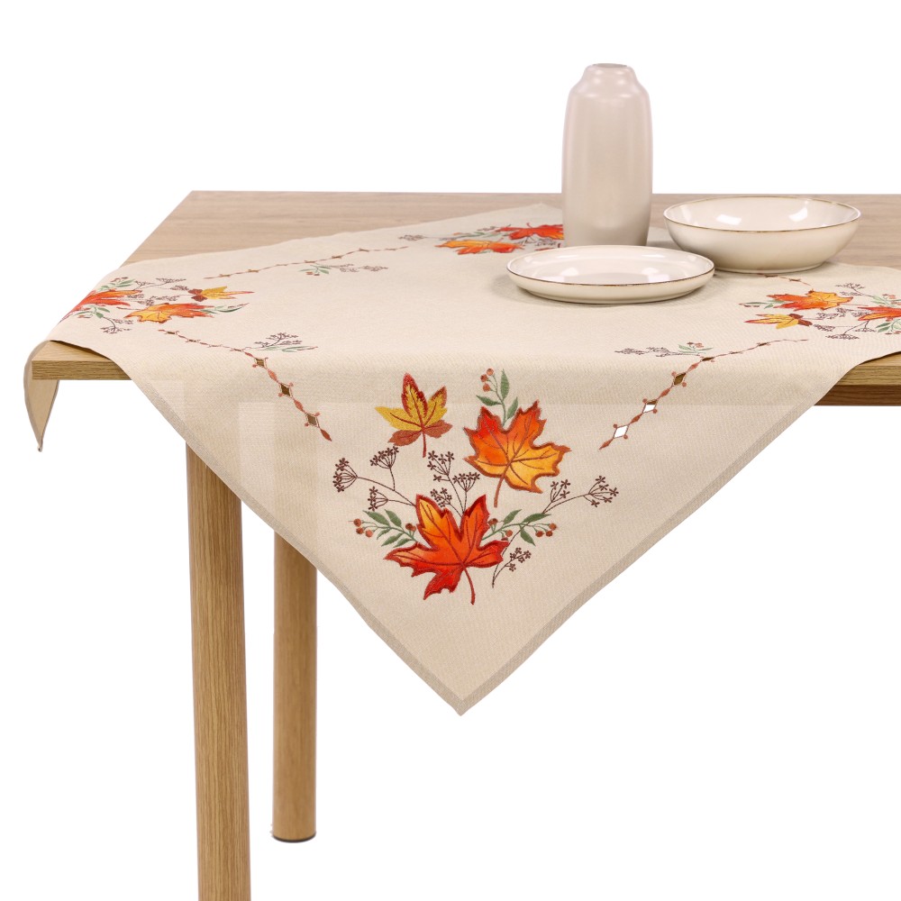 REITER Mitteldecke "Leaves" - Dunkel Orange, Größe: 80 x 80 cm