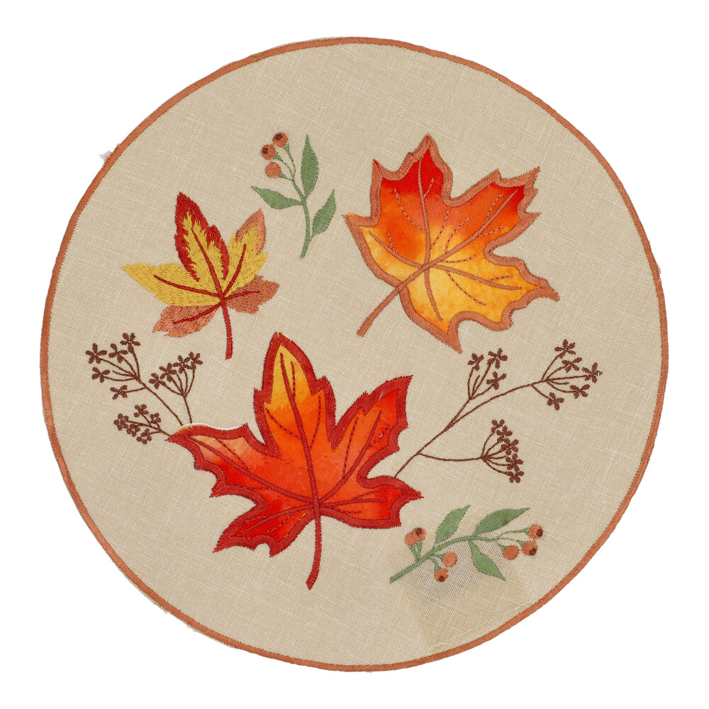 REITER Deckerl "Leaves" - Dunkel Orange, Rund: 30 x 30 cm