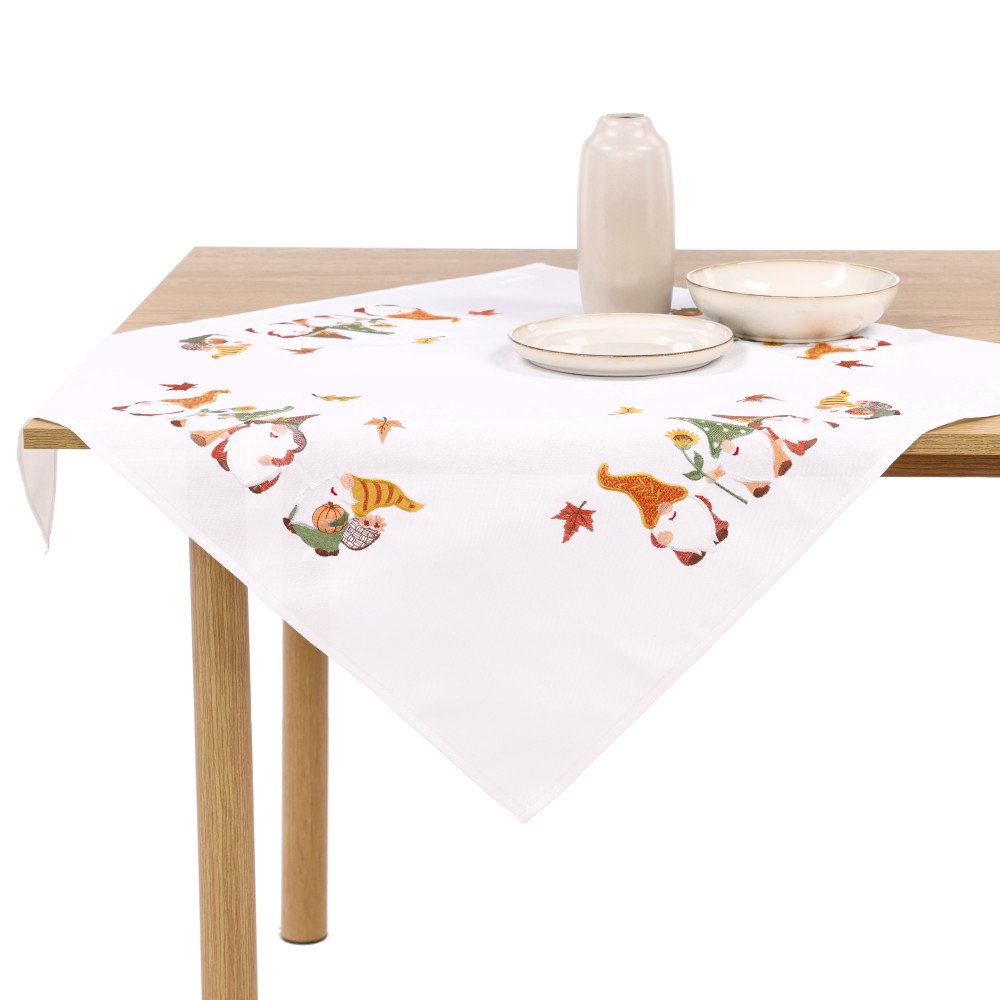 Mitteldecke "Herbst Wichtel" - Orange, Größe: 80 x 80 cm