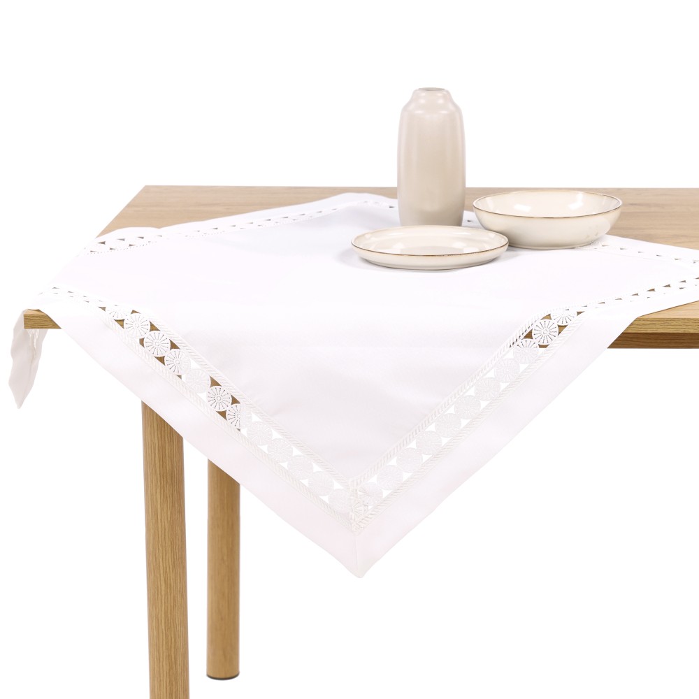 Mitteldecke "Kreise" - Weiß, Größe: 80 x 80 cm