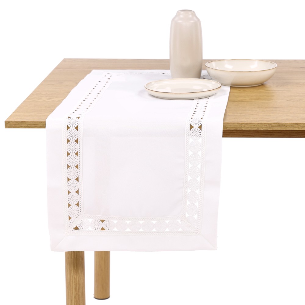 Tischläufer "Kreise" - Weiß, Größe: 40 x 100 cm