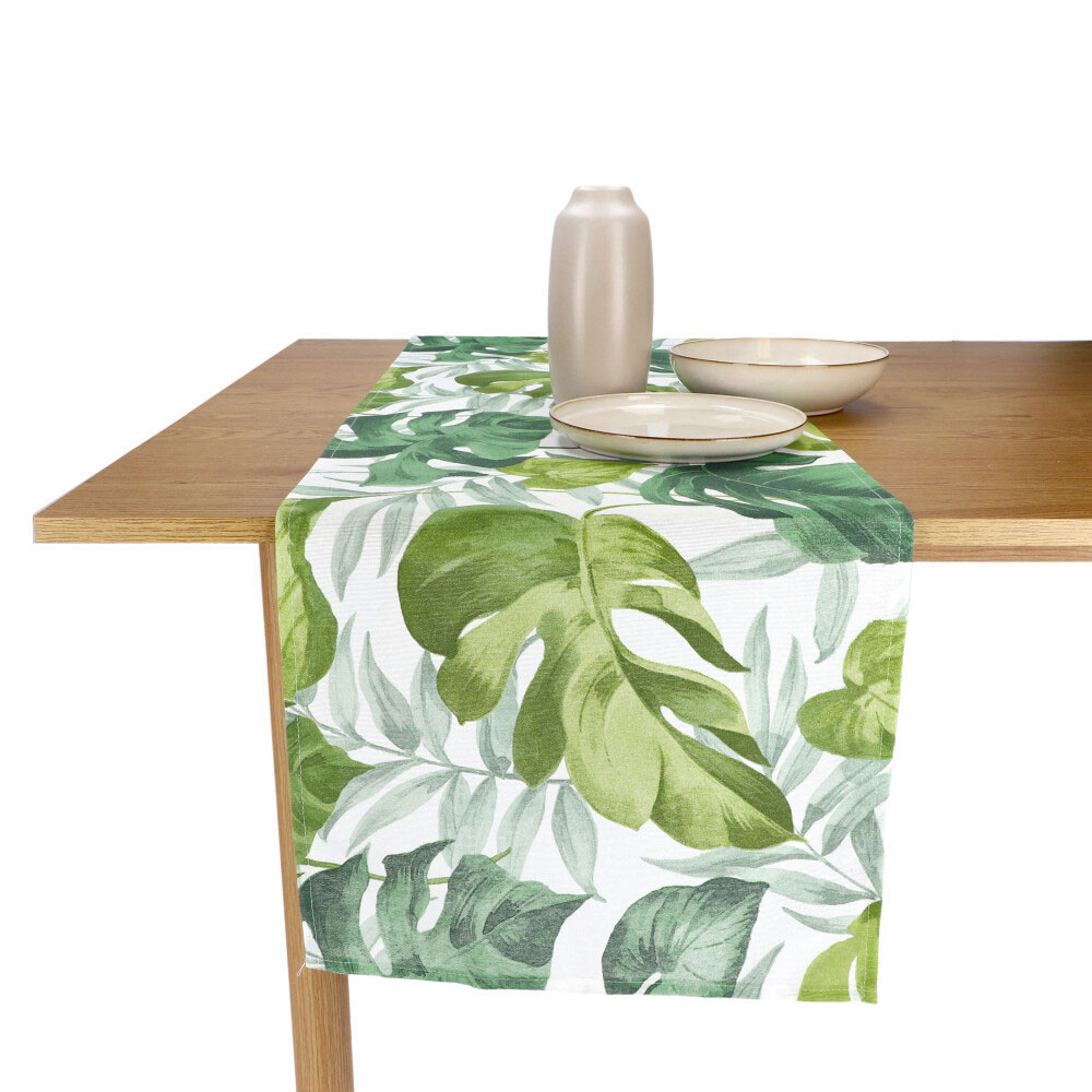 REITER Tischläufer "Blätter" - Resedagrün, Größe: 40 x 140 cm