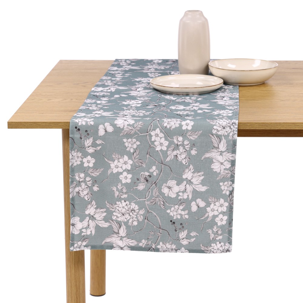 Tischläufer "Floral" - Mint, Größe: 40 x 140 cm