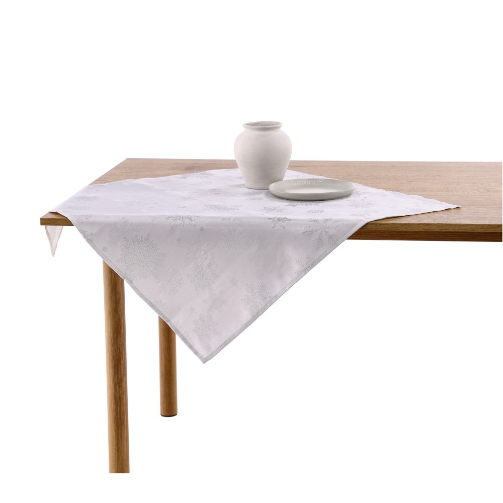 Mitteldecke "Snowflake" - Telegrau, Größe: 80 x 80 cm