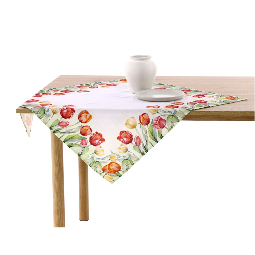 Mitteldecke "Tulpen" - Dunkel Orange, Größe: 80 x 80 cm