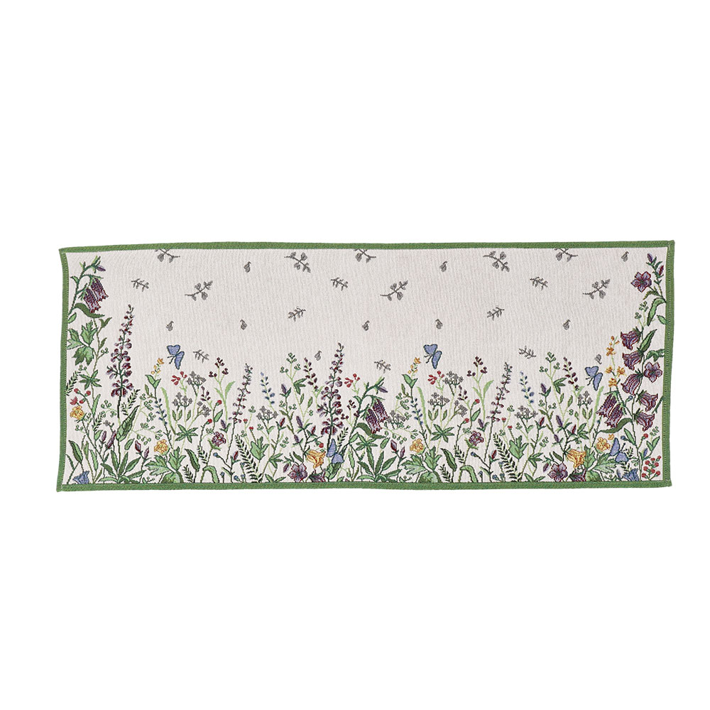 Tischläufer Gobelin "Bloomy" - Resedagrün, Größe: 35 x 90 cm