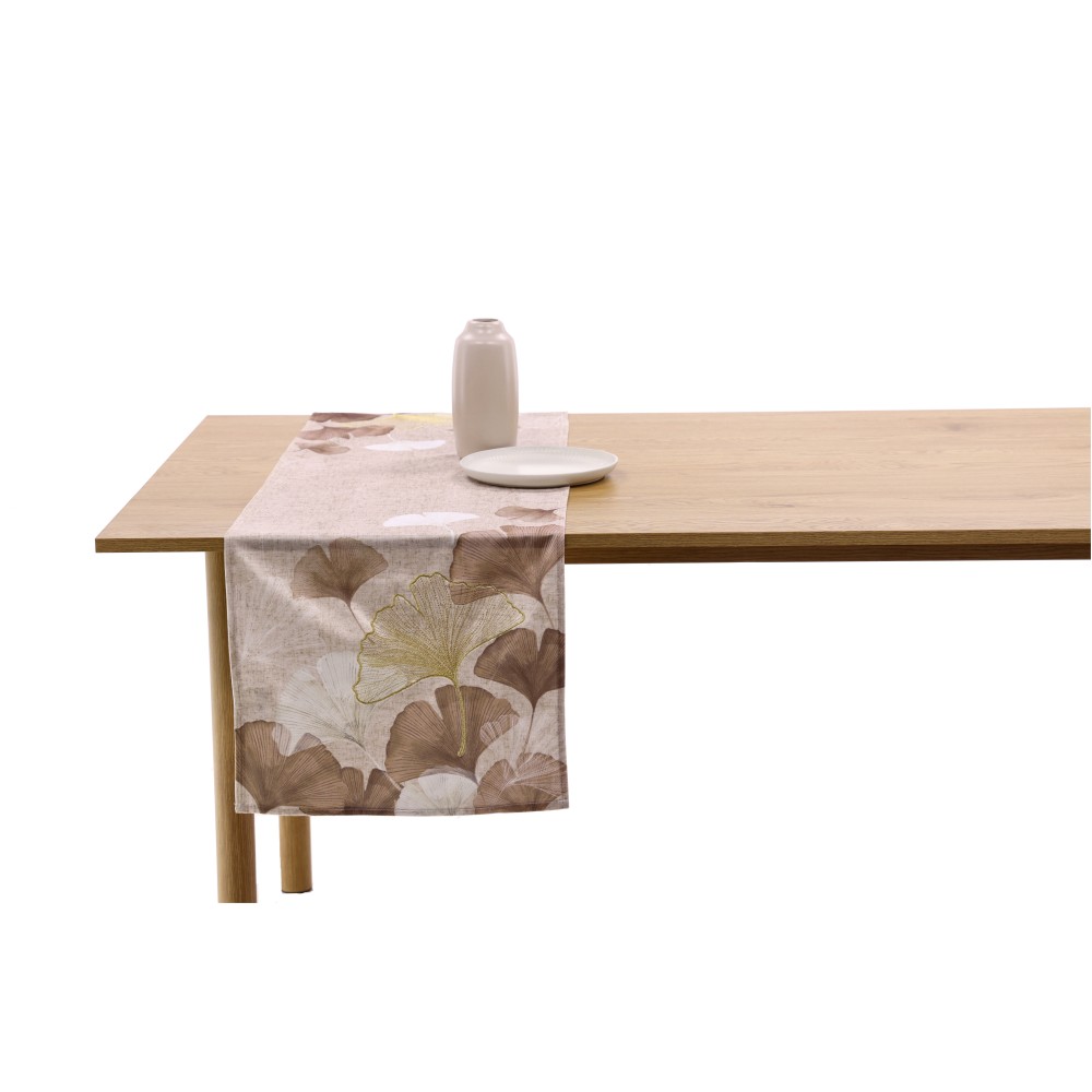 Tischläufer "Ginko" - DUNKEL SAND, Größe: 40 x 140 cm