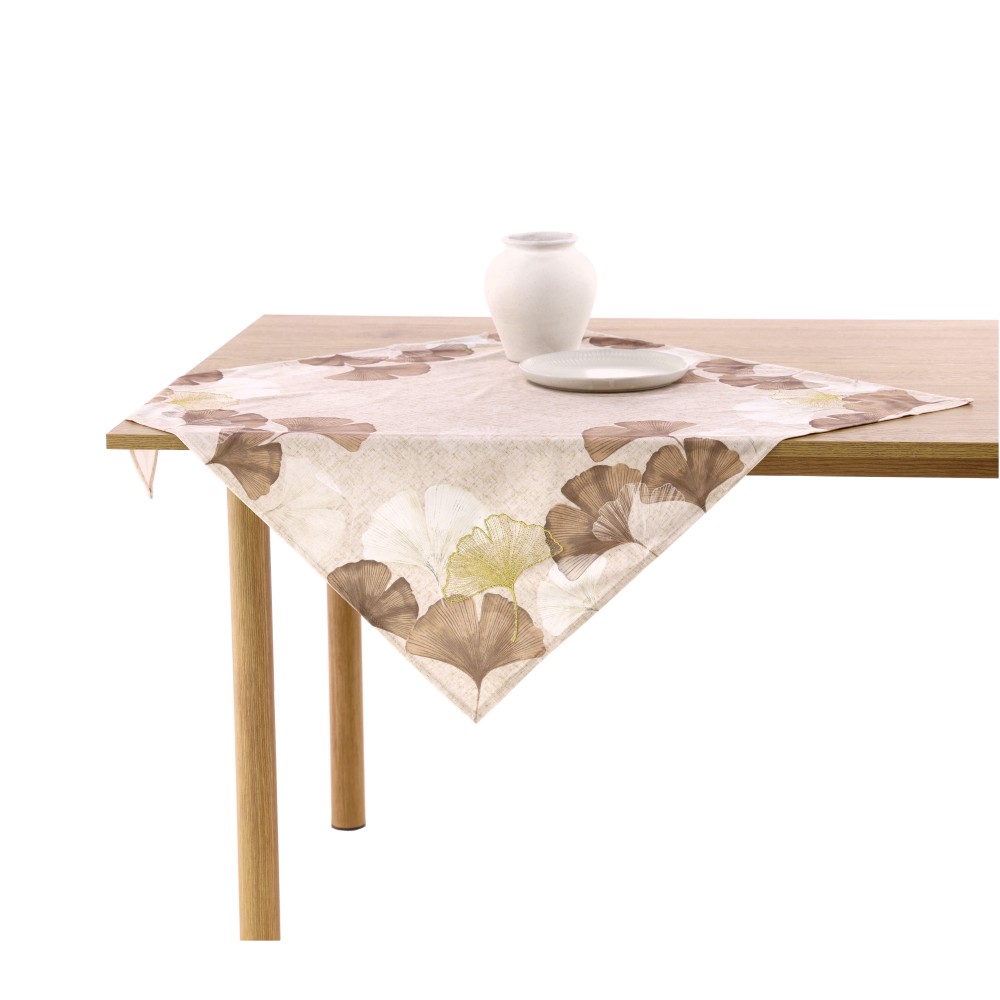 Mitteldecke "Ginko" - DUNKEL SAND, Größe: 80 x 80 cm