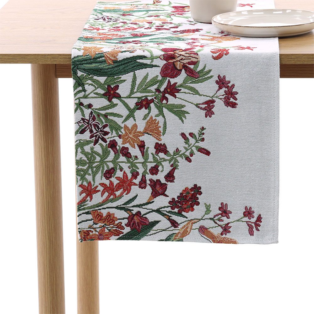 Tischset Gobelin "Meadow" - Wein Rot, Größe: 35 x 90 cm