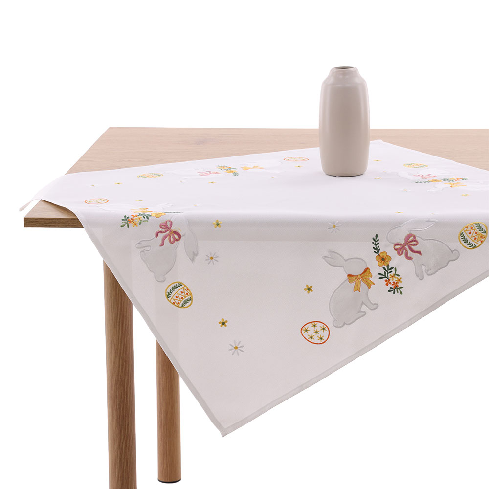 Mitteldecke "Hasenpaar" - Mittel Gelb, Größe: 80 x 80 cm