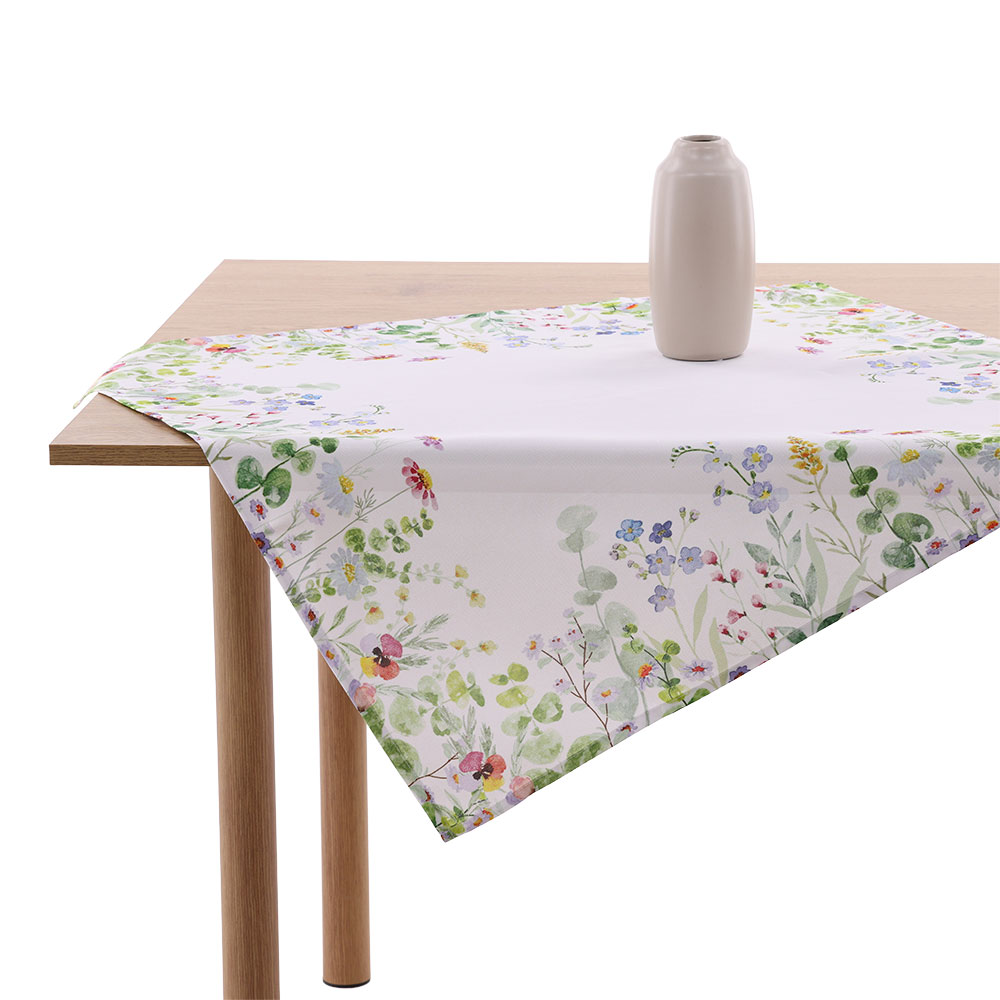 Mitteldecke "Aquarell Blumen" - Blassgrün, Größe: 80 x 80 cm