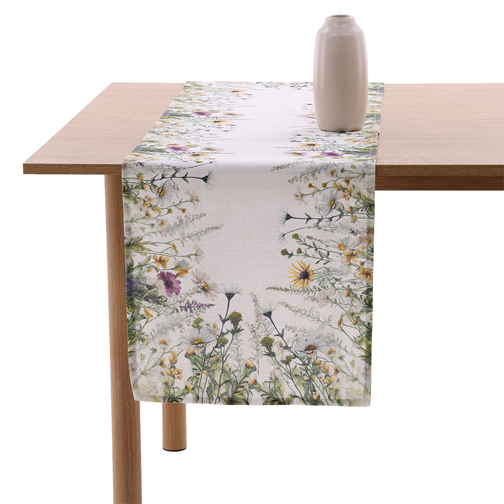 Tischläufer "Sommerwiese" - Oliv, Größe: 40 x 140 cm