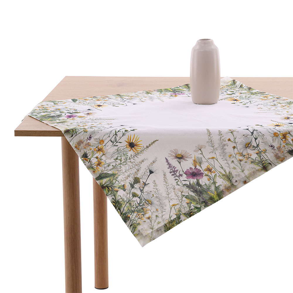 Mitteldecke "Sommerwiese" - Oliv, Größe: 80 x 80 cm