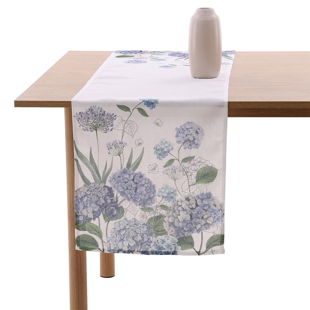Tischläufer "Hortensia" - Mittel Blau, Größe: 40 x 140 cm