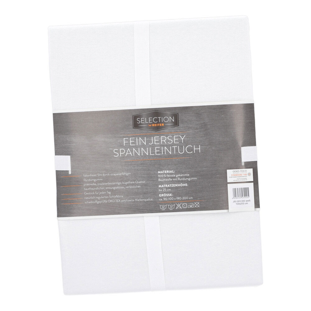 Jerseyleintuch - Weiß, Größe: 100 x 200 cm