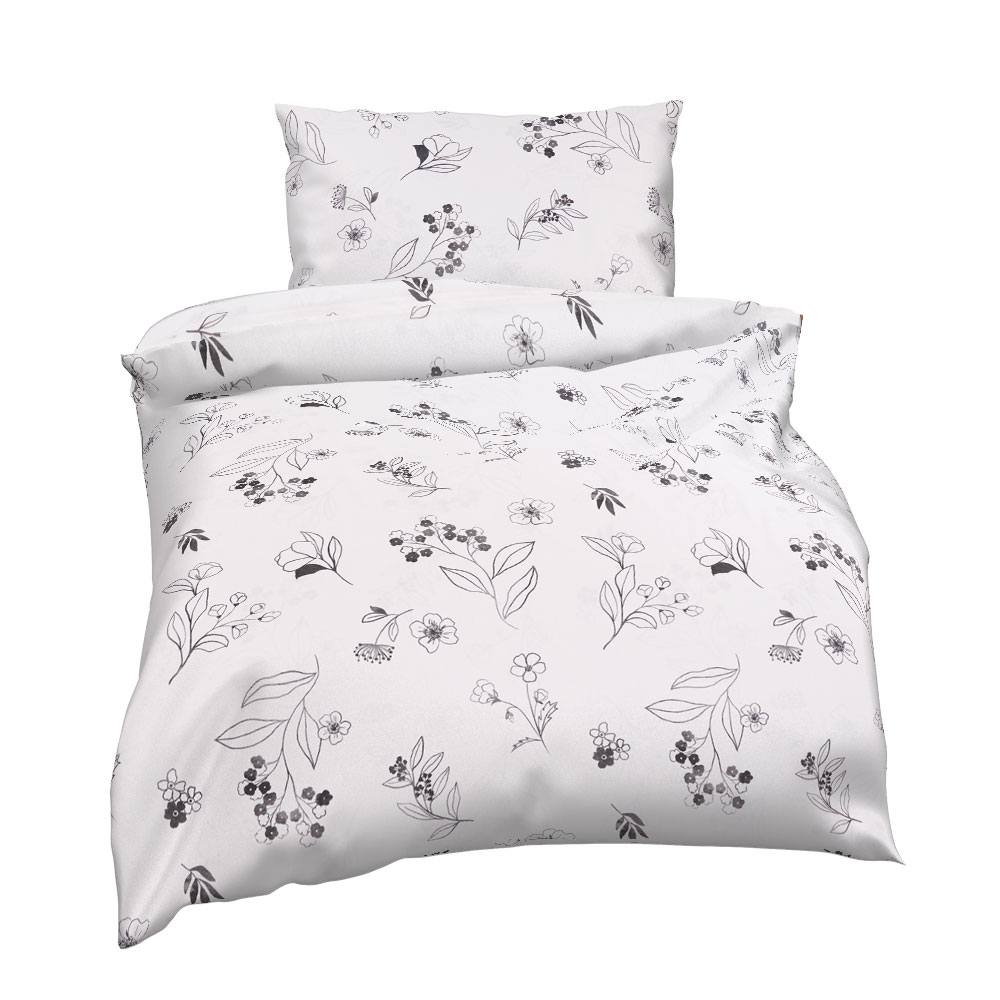 Satin Bettwäsche - Telegrau, Größe: 140 x 200 cm