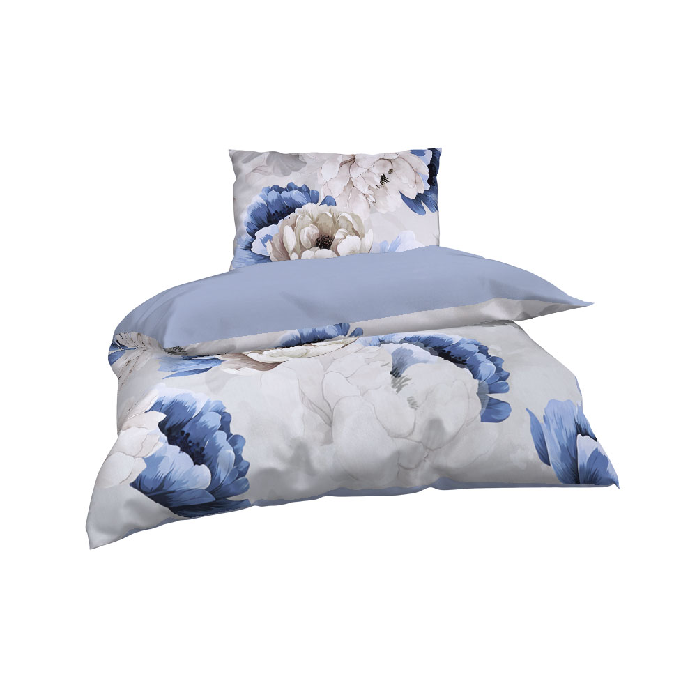 Tencel Baumwoll-Bettwäsche - Mittel Blau, Größe: 140 x 200 cm