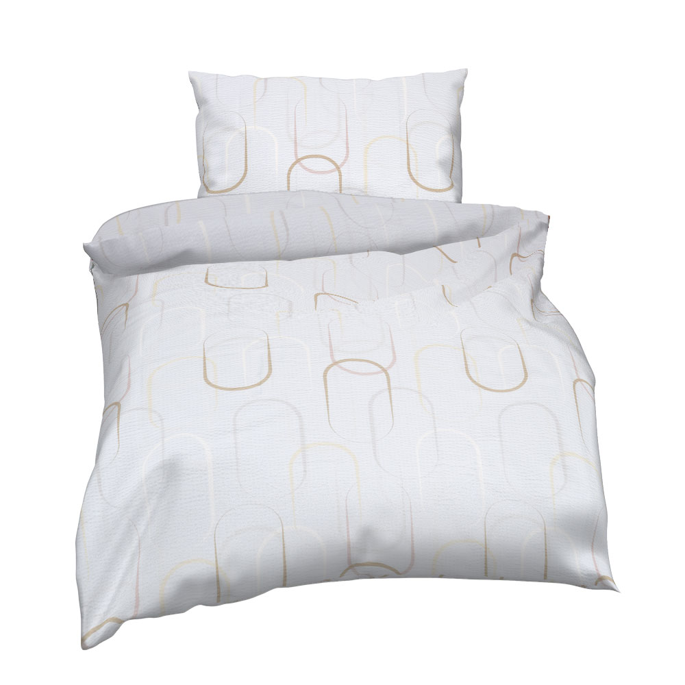 Seersucker Bettwäsche - Telegrau, Größe: 140 x 200 cm