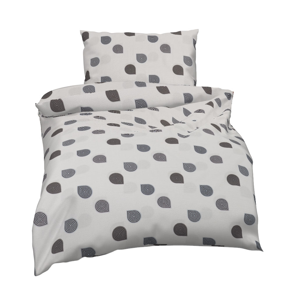 Seersucker Bettwäsche - Telegrau, Größe: 140 x 200 cm