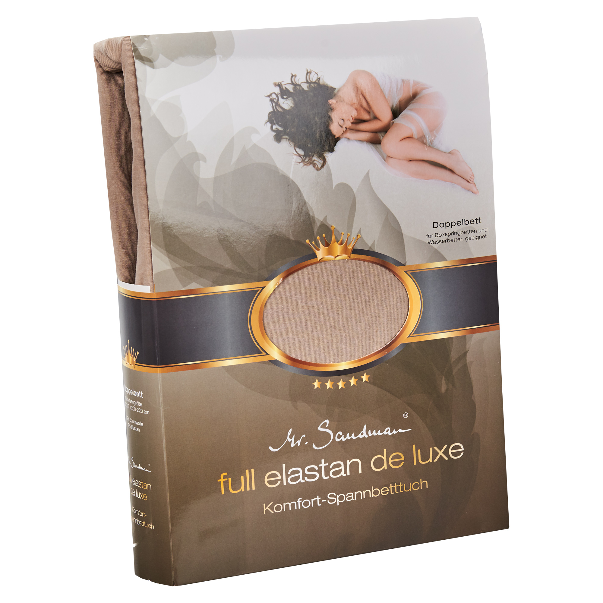 Jerseyleintuch Boxspring - Dunkel Beige, Größe: 180 x 200 cm