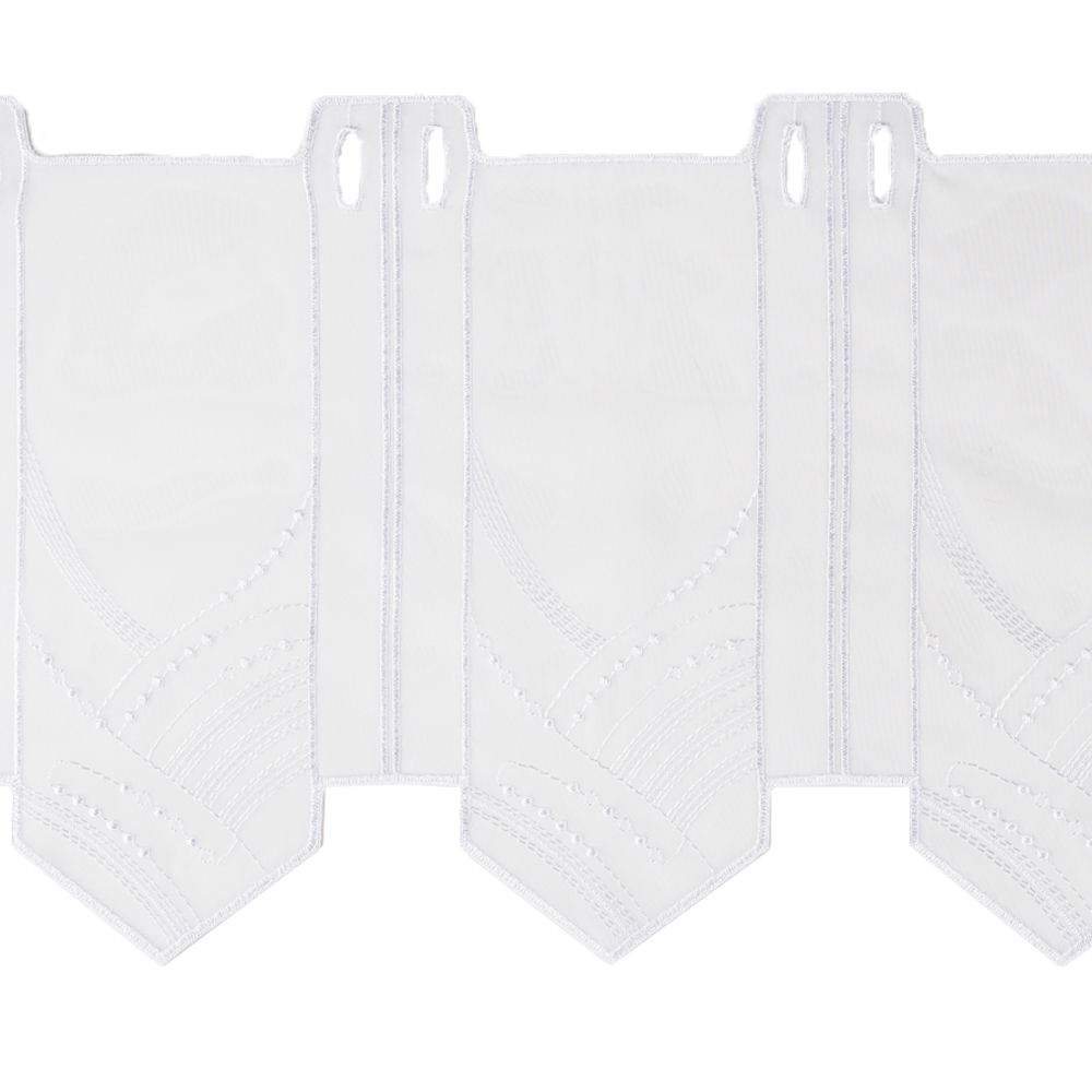 Kurzgardine bestickt - Weiß, Höhe: 60 cm