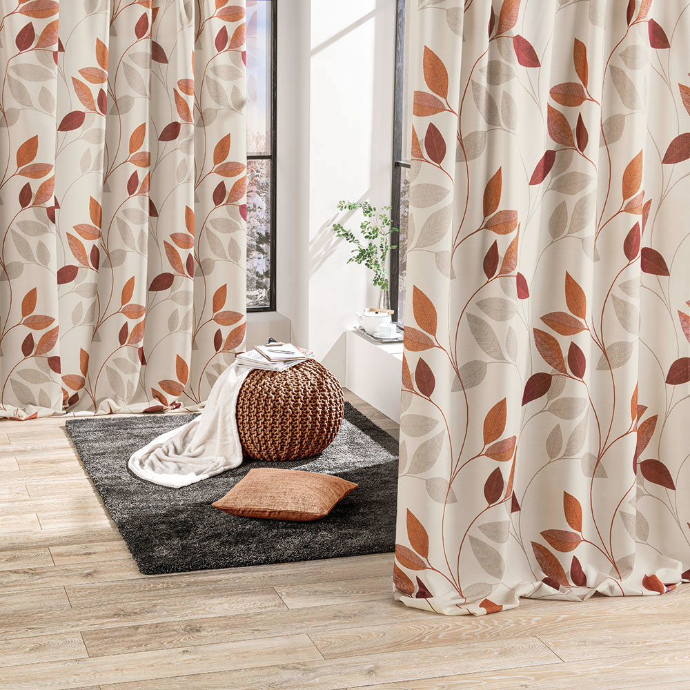 Dekostoff Floral bedruckt - Rot, Breite: 145 cm