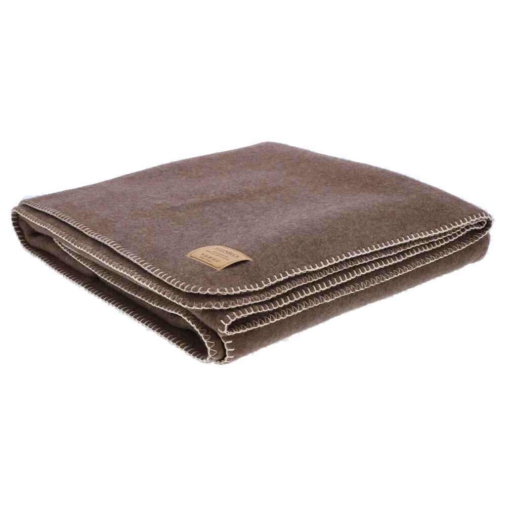 Wohndecke 100% Lammwolle - Dunkel Beige, Größe: 150 x 200 cm