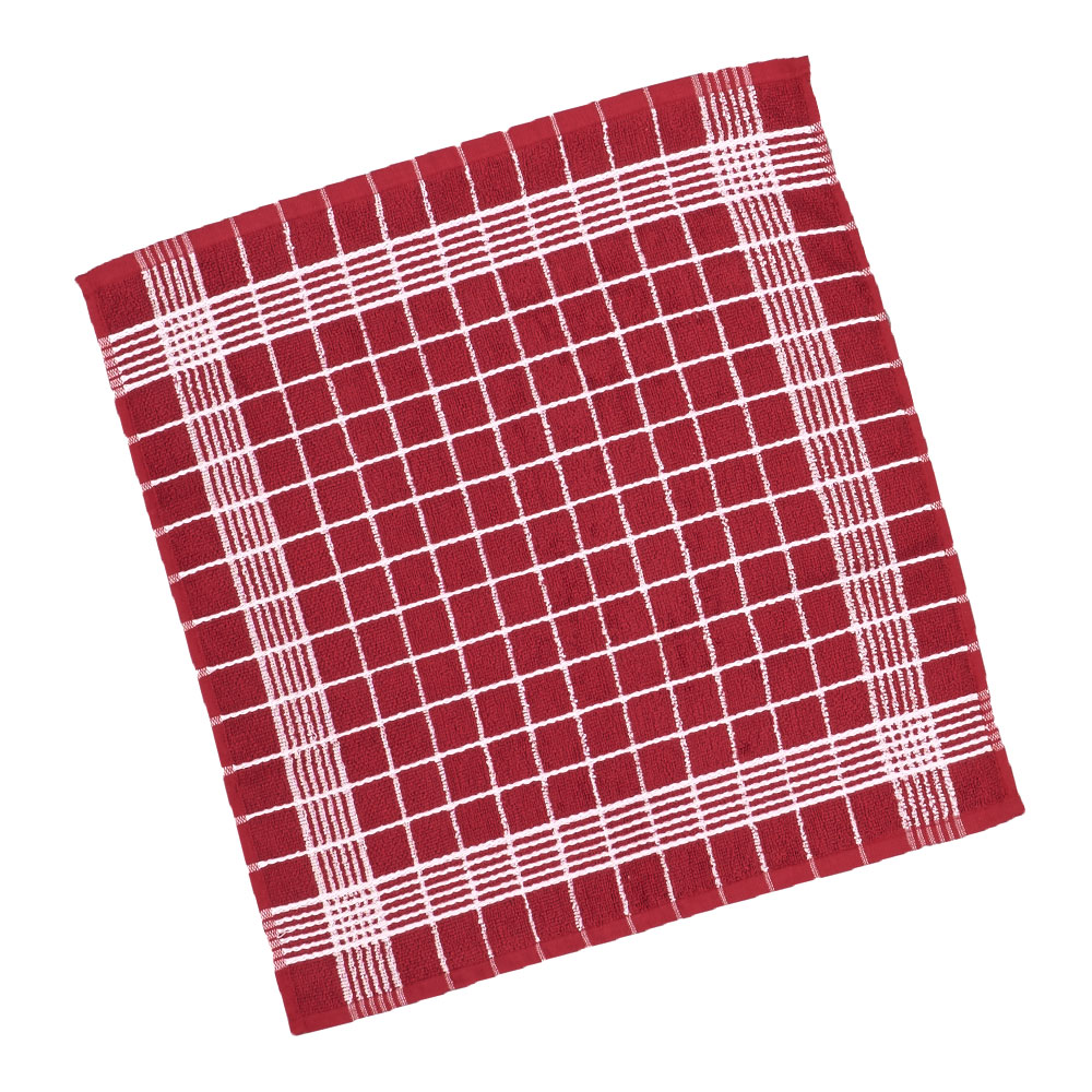 Geschirrtuch Frottee "Karo" - Rot, Größe: 50 x 50 cm